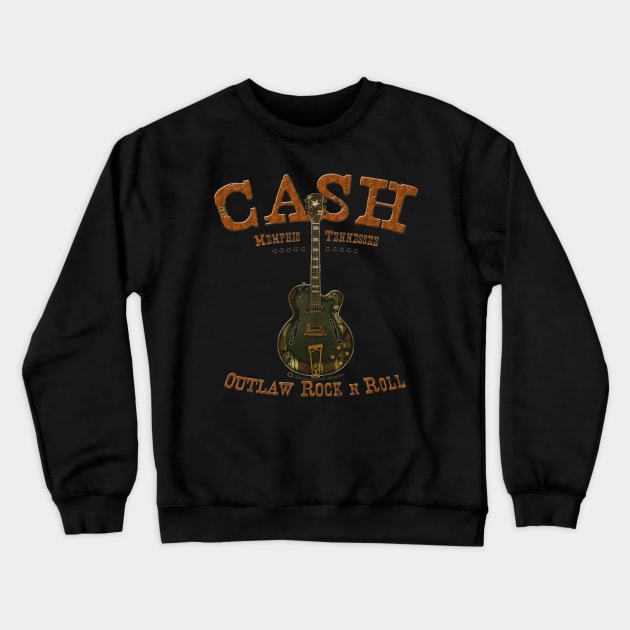 Cash outlaw rocknroll guitar Crewneck Sweatshirt by Shirtmatic street authentic rebel wear